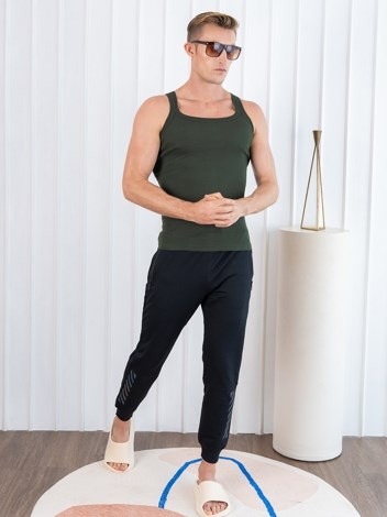 Xylo 777 RN Soft Pure 100% Combed Cotton Round Neck Sleeveless Gym Vest - Olive