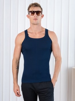 Xylo 777 RN Soft Pure 100% Combed Cotton Round Neck Sleeveless Gym Vest - Mid Blue