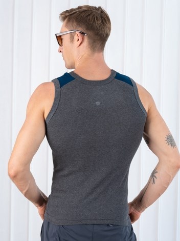 Xylo 888 RN Soft Pure 100% Combed Cotton Round Neck Sleeveless Gym Vest - Charcoal