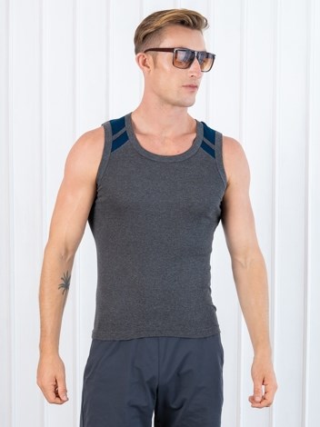 Xylo 888 RN Soft Pure 100% Combed Cotton Round Neck Sleeveless Gym Vest - Charcoal