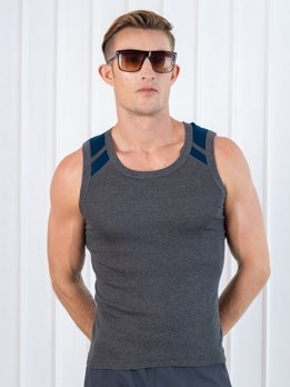 Xylo 888 RN Soft Pure 100% Combed Cotton Round Neck Sleeveless Gym Vest - Charcoal