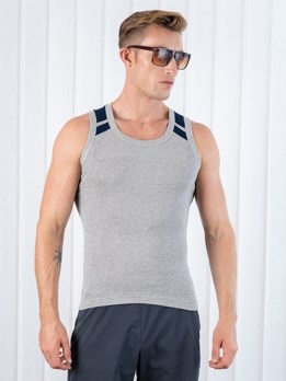 Xylo 888 RN Soft Pure 100% Combed Cotton Round Neck Sleeveless Gym Vest - Grey