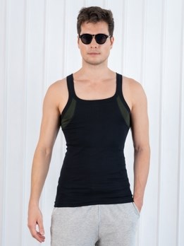 Xylo 999 RN Soft Pure 100% Combed Cotton Round Neck Sleeveless Gym Vest - Black