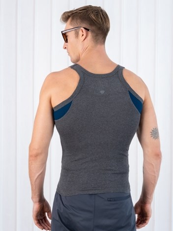 Xylo 999 RN Soft Pure 100% Combed Cotton Round Neck Sleeveless Gym Vest - Charcoal