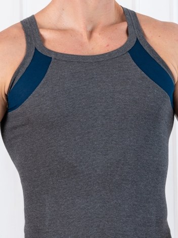 Xylo 999 RN Soft Pure 100% Combed Cotton Round Neck Sleeveless Gym Vest - Charcoal