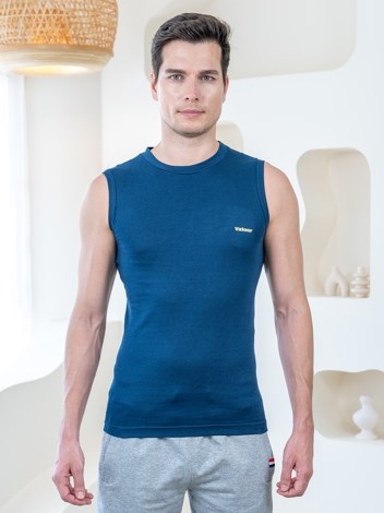 Valour Mega Soft Pure 100% Combed Cotton Round Neck Sleeveless Vest - Airforce Blue