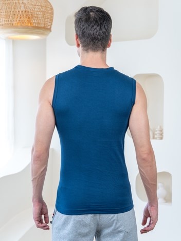 Valour Mega Soft Pure 100% Combed Cotton Round Neck Sleeveless Vest - Airforce Blue