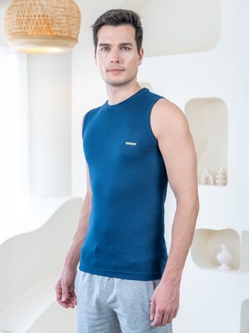 Valour Mega Soft Pure 100% Combed Cotton Round Neck Sleeveless Vest - Airforce Blue