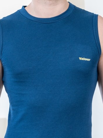 Valour Mega Soft Pure 100% Combed Cotton Round Neck Sleeveless Vest - Airforce Blue