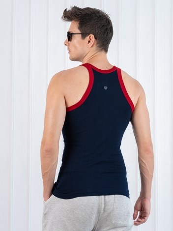 Xylo 333 RN Soft Pure 100% Combed Cotton Round Neck Sleeveless Gym Vest - Navy