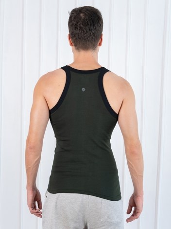 Xylo 333 RN Soft Pure 100% Combed Cotton Round Neck Sleeveless Gym Vest - Olive