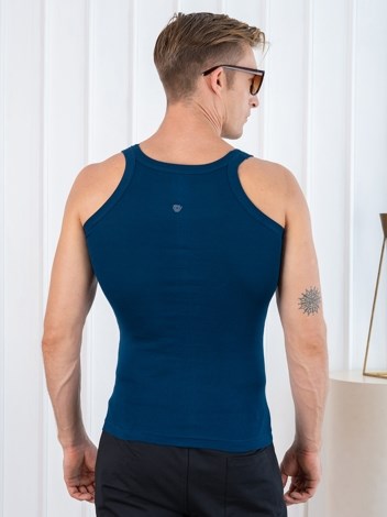 Xylo 777 RN Soft Pure 100% Combed Cotton Round Neck Sleeveless Gym Vest - Mid Blue