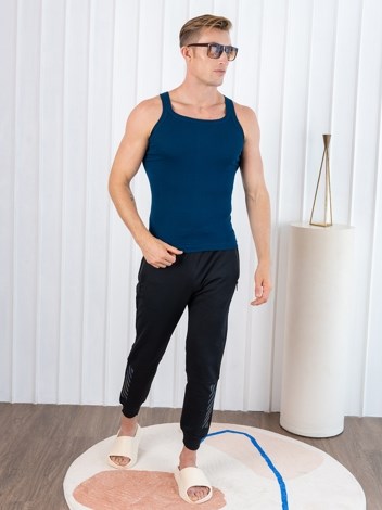 Xylo 777 RN Soft Pure 100% Combed Cotton Round Neck Sleeveless Gym Vest - Mid Blue