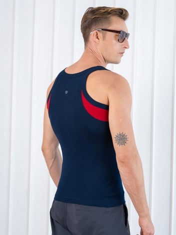 Xylo 999 RN Soft Pure 100% Combed Cotton Round Neck Sleeveless Gym Vest - Mid Blue