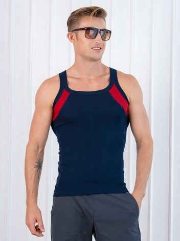 Xylo 999 RN Soft Pure 100% Combed Cotton Round Neck Sleeveless Gym Vest - Mid Blue