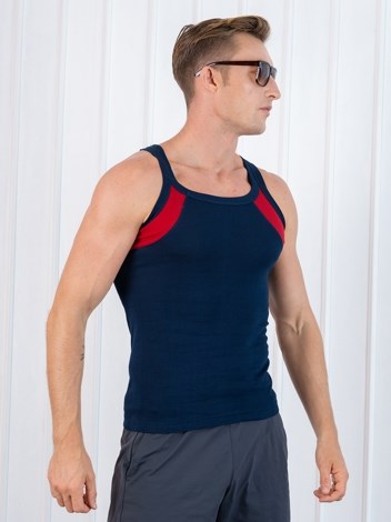 Xylo 999 RN Soft Pure 100% Combed Cotton Round Neck Sleeveless Gym Vest - Mid Blue