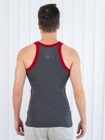 Xylo 333 RN Soft Pure 100% Combed Cotton Round Neck Sleeveless Gym Vest - Charcoal