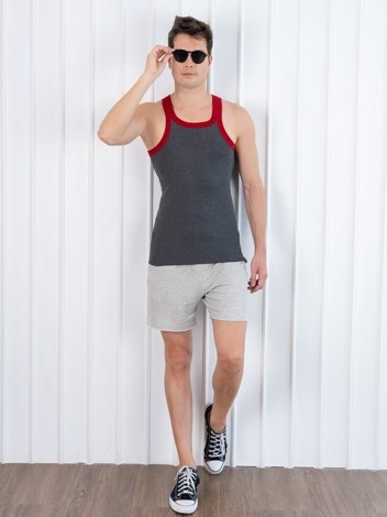 Xylo 333 RN Soft Pure 100% Combed Cotton Round Neck Sleeveless Gym Vest - Charcoal