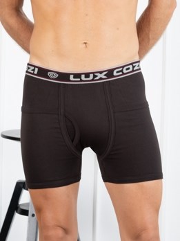 Cozi Long Pocket Solid  Premium Combed Cotton Trunk with Ultra Soft Waistband - Brown