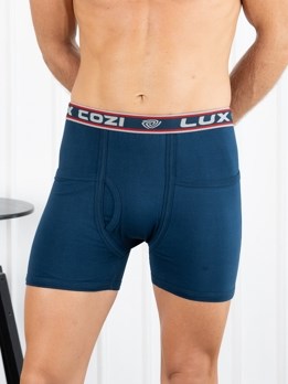 Cozi Long Pocket Solid  Premium Combed Cotton Trunk with Ultra Soft Waistband - Airforce Blue