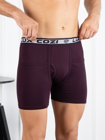 Cozi Long Pocket Solid  Premium Combed Cotton Trunk with Ultra Soft Waistband - Wine