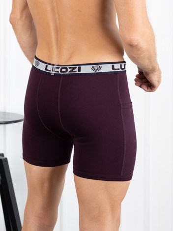 Cozi Long Pocket Solid  Premium Combed Cotton Trunk with Ultra Soft Waistband - Wine