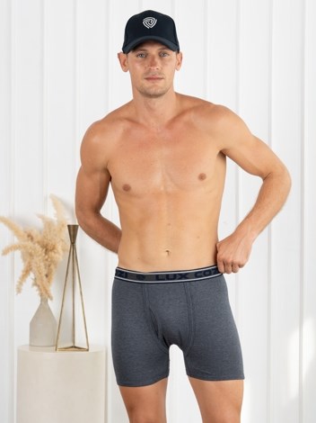 Cozi Rib Premium Combed Cotton with Ultra Soft Waistband Long Trunk - Charcoal Melange