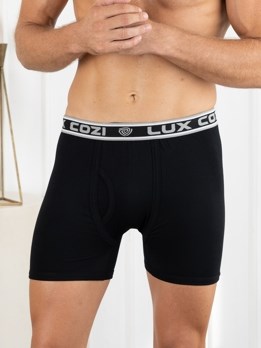 Cozi Rib Premium Combed Cotton with Ultra Soft Waistband Long Trunk - Black