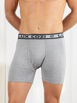Cozi Rib Premium Combed Cotton with Ultra Soft Waistband Long Trunk - Grey Melange