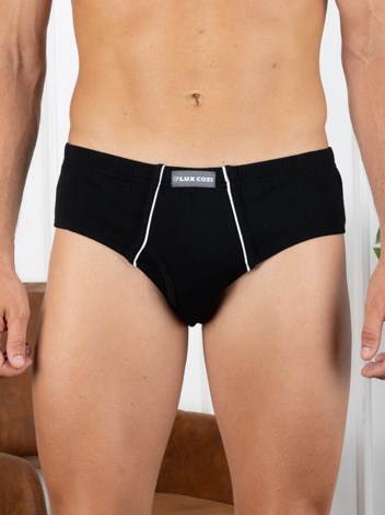 Cozi Mexx  Premium Combed Cotton Front Open Inner Elastic Brief - Black