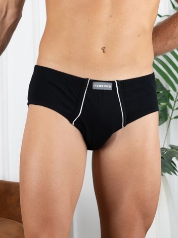 Cozi Mexx  Premium Combed Cotton Front Open Inner Elastic Brief - Black
