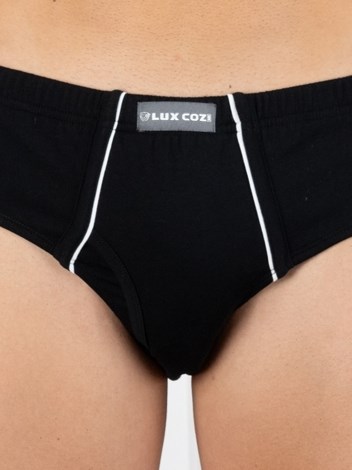 Cozi Mexx  Premium Combed Cotton Front Open Inner Elastic Brief - Black