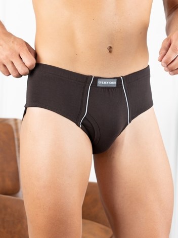 Cozi Mexx  Premium Combed Cotton Front Open Inner Elastic Brief - Brown