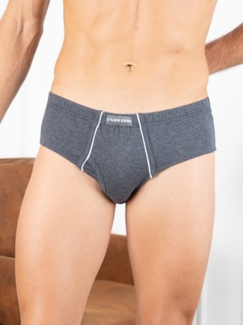 Cozi Mexx  Premium Combed Cotton Front Open Inner Elastic Brief - Charcoal Melange