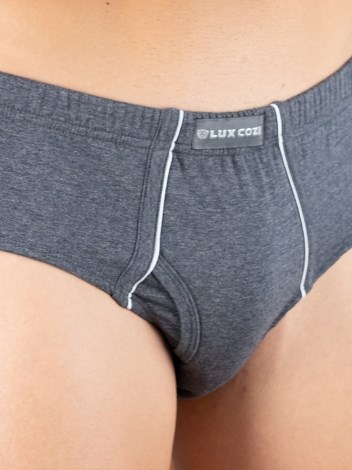Cozi Mexx  Premium Combed Cotton Front Open Inner Elastic Brief - Charcoal Melange