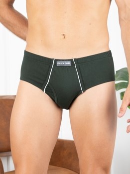 Cozi Mexx  Premium Combed Cotton Front Open Inner Elastic Brief - Green