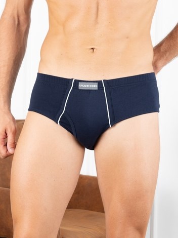 Cozi Mexx  Premium Combed Cotton Front Open Inner Elastic Brief - Navy Blue