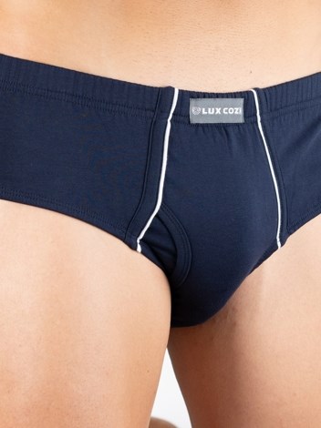 Cozi Mexx  Premium Combed Cotton Front Open Inner Elastic Brief - Navy Blue