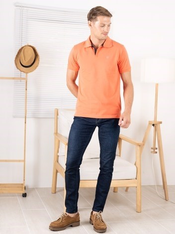 COZI 2121 Super Soft Combed Cotton Regular Fit Polo T-Shirt - Apricat