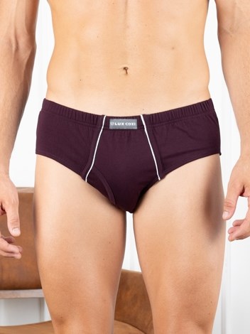 Cozi Mexx  Premium Combed Cotton Front Open Inner Elastic Brief - Wine