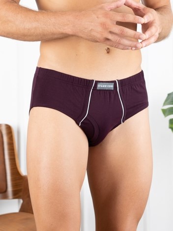 Cozi Mexx  Premium Combed Cotton Front Open Inner Elastic Brief - Wine