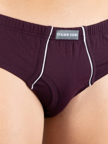 Cozi Mexx  Premium Combed Cotton Front Open Inner Elastic Brief - Wine