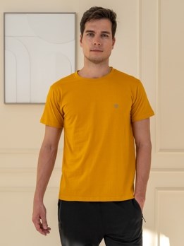 COZI 2112 Soft Pure 100% Combed Cotton Round Neck Half Sleeve T-Shirt - Mustard