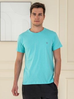 COZI 2112 Soft Pure 100% Combed Cotton Round Neck Half Sleeve T-Shirt - Pool Blue