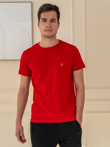 COZI 2112 Soft Pure 100% Combed Cotton Round Neck Half Sleeve T-Shirt - Red