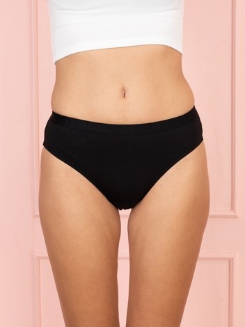 Touch panty Soft Pure 100% Combed Cotton Mid waist hipster Panty - Baby Pink and Black (Pack of 2)