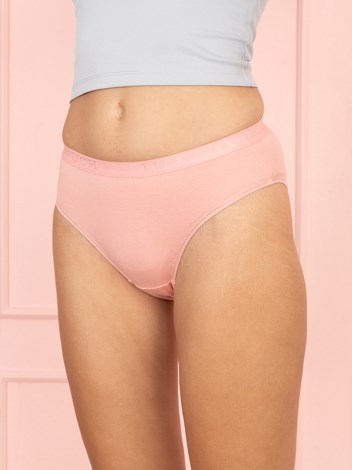 Touch panty Soft Pure 100% Combed Cotton Mid waist hipster Panty - Baby Pink and Black (Pack of 2)