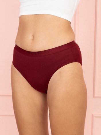 Touch panty Soft Pure 100% Combed Cotton Mid waist hipster Panty - Maroon and Cyan Blue (Pack of 2)