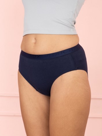 Touch panty Soft Pure 100% Combed Cotton Mid waist hipster Panty - Navy and Raspberry Rose (Pack of 2)