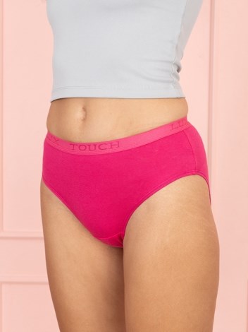 Touch panty Soft Pure 100% Combed Cotton Mid waist hipster Panty - Pinkish red and Cyan blue (Pack of 2)